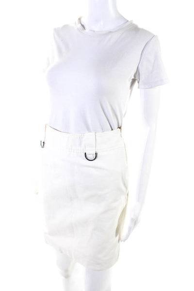 Burberry Womens Cotton Side Zip Unlined Short A-Line Skirt White Size 8