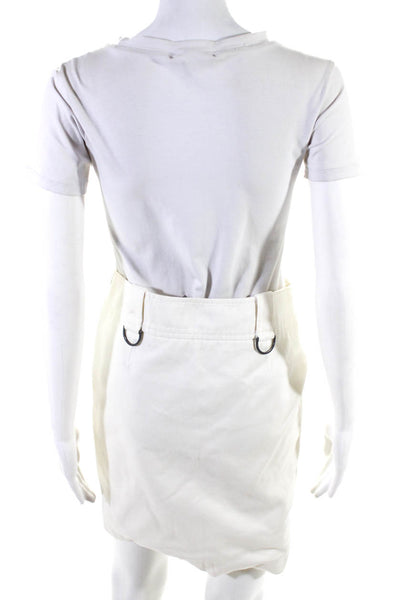 Burberry Womens Cotton Side Zip Unlined Short A-Line Skirt White Size 8