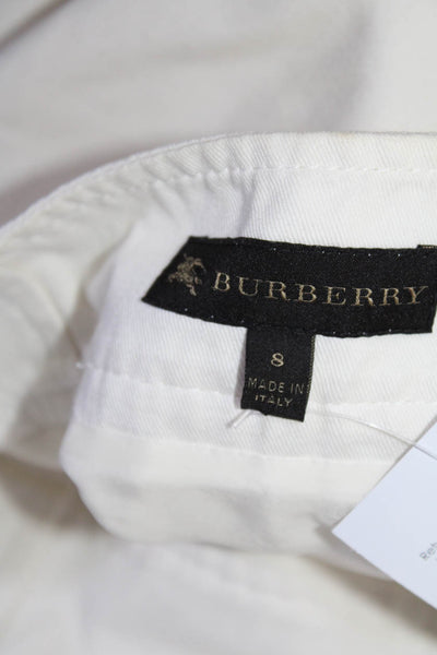 Burberry Womens Cotton Side Zip Unlined Short A-Line Skirt White Size 8