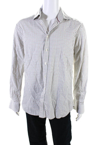 Purdey Mens Cotton Check Print Long Sleeve Button Up Shirt Multicolor Size 16.5