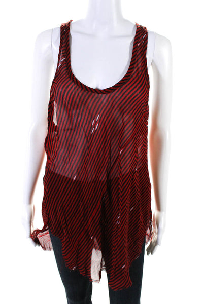 Isabel Marant Etoile Womens Red Striped Scoop Neck Sleeveless Blouse Top Size 44