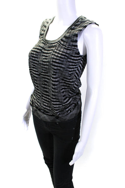 Missoni Women's Scoop Neck Sleeveless Stripe Blouse Size M