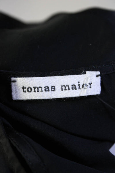 Tomas Maier Womens V-Neck Sleeveless Draped Unlined Wiggle Dress Black Size 0