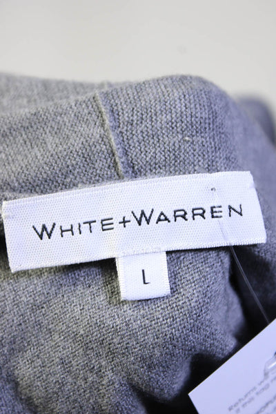 White + Warren Womens Gray Cotton Cowl Neck Open Cardigan Sweater Top Size L