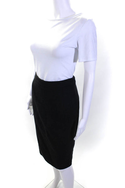 Oscar de la Renta Womens Wool Back Zipped Straight Midi Skirt Black Size 10