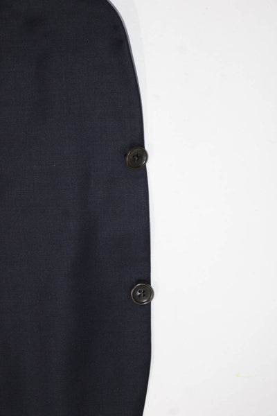 Peter Millar Mens Navy Blue Wool Two Button Long Sleeve Blazer Jacket Size 50T