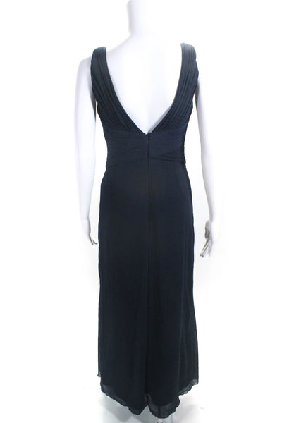 Watters & Watters Womens V-Neck Sleeveless Cinch Slit Hem Maxi Dress Blue Size 0