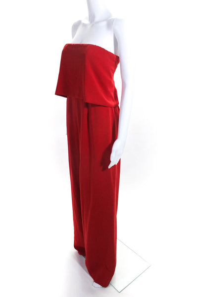 Jay Godfrey Women's Square Neck Cutout Wide Leg Jumpsuit Red Size 8