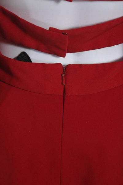 Jay Godfrey Women's Square Neck Cutout Wide Leg Jumpsuit Red Size 8