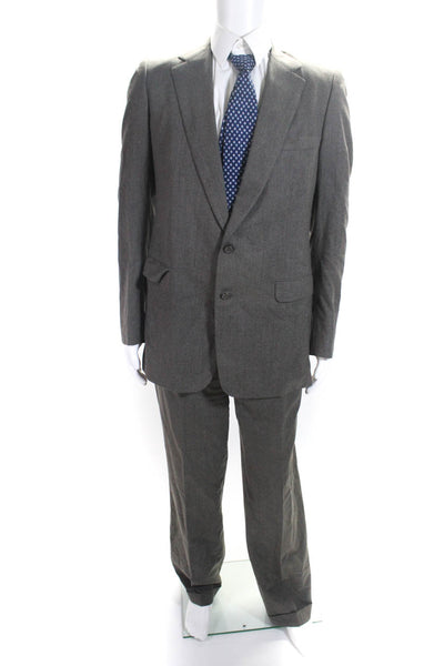 Lanvin Mens Two Button Notched Lapel Pleated Suit Gray Wool Size 42