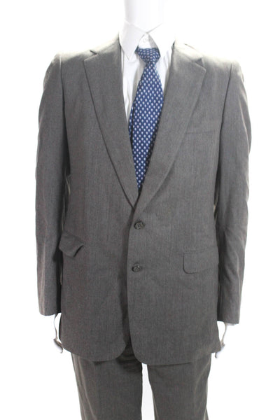 Lanvin Mens Two Button Notched Lapel Pleated Suit Gray Wool Size 42