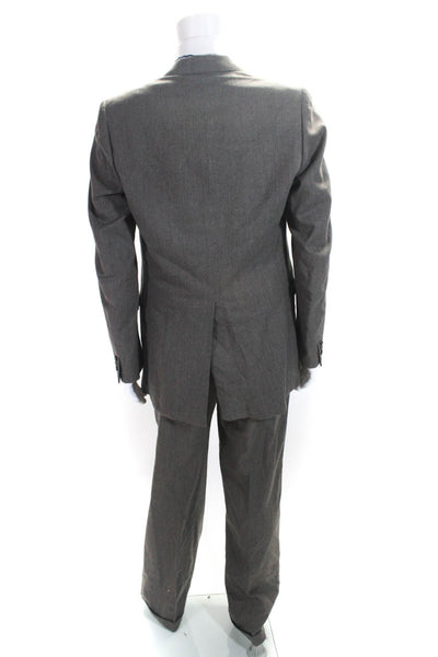 Lanvin Mens Two Button Notched Lapel Pleated Suit Gray Wool Size 42