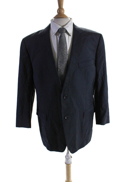 Z Zegna Mens Two Button Pointed Lapel Blazer Jacket Navy Blue Wool Size IT 56