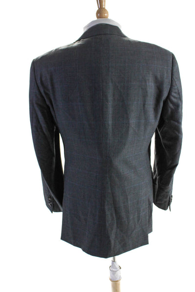 Ermenegildo Zegna Mens Three Button Glen Plaid Blazer Jacket Gray Size IT 50