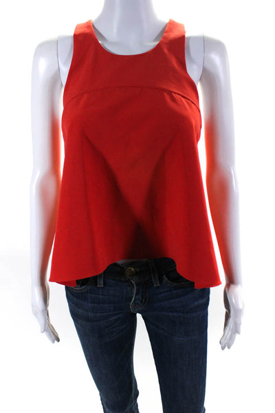 Milly Womens Crew Neck Sleeveless High Low Tank Top Blouse Red Size Petite