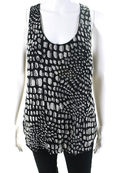 Joie Womens Silk Beaded Rounded Hem Scoop Neck Tank Top Blouse Black Size S