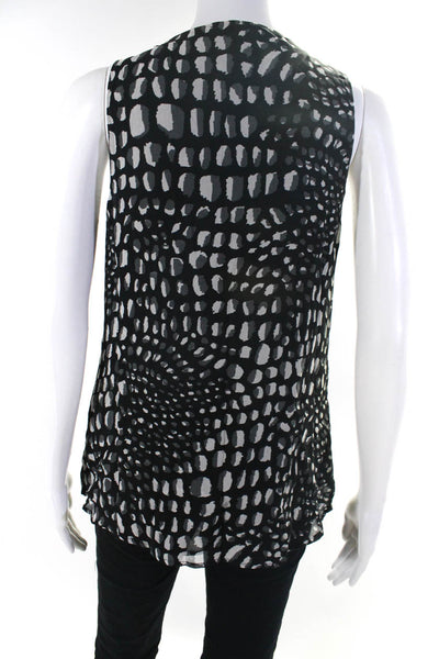 Joie Womens Silk Beaded Rounded Hem Scoop Neck Tank Top Blouse Black Size S