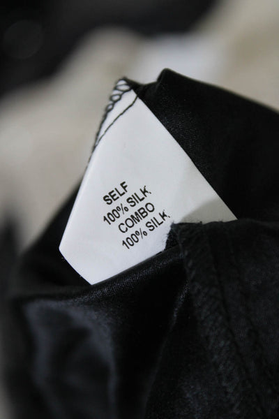 Amanda Uprichard Womens Silk Ruffle Trim Sleeveless Blouse Top Black Size P