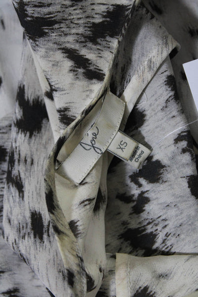 Joie Womens Silk Animal Print V-Neck Long Sleeve Blouse Top Beige Size XS
