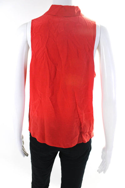 Equipment Femme Womens Collared Sleeveless Button Up Blouse Top Red Size M