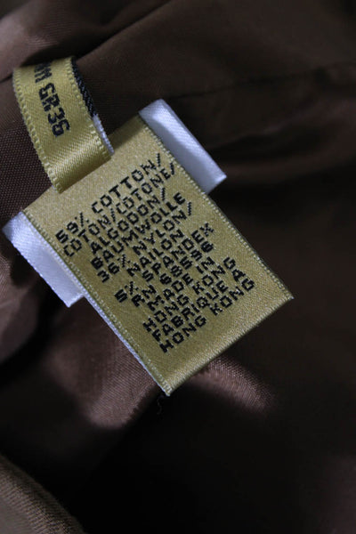 Donna Karan Womens Button Up Twill Notched Collar Blazer Jacket Brown Size 6