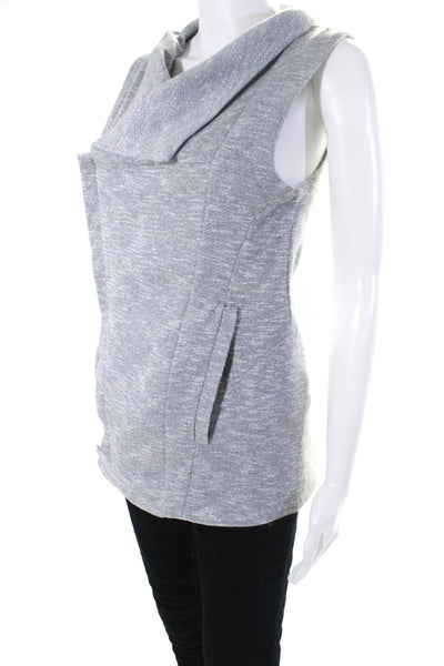 For Cynthia Womens Knit Terry Asymmetrical Zip Vest Gray Size Small