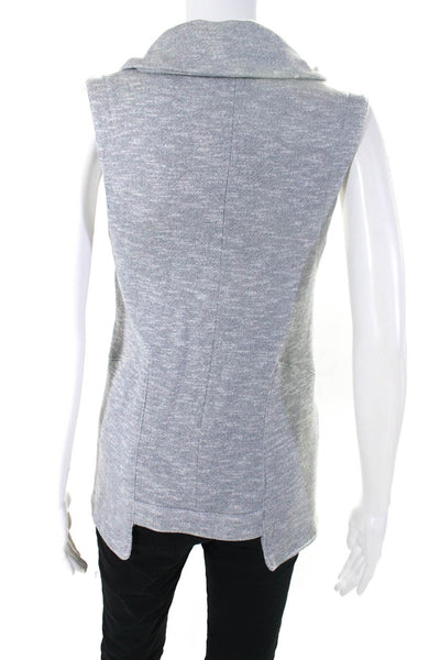 For Cynthia Womens Knit Terry Asymmetrical Zip Vest Gray Size Small