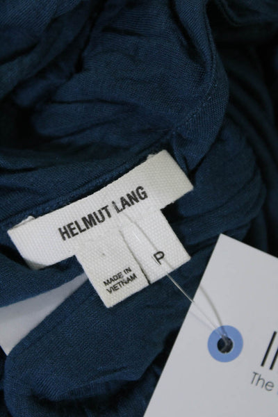 Helmut Lang Womens One Shoulder Asymmetrical Jersey Sheath Dress Blue Petite
