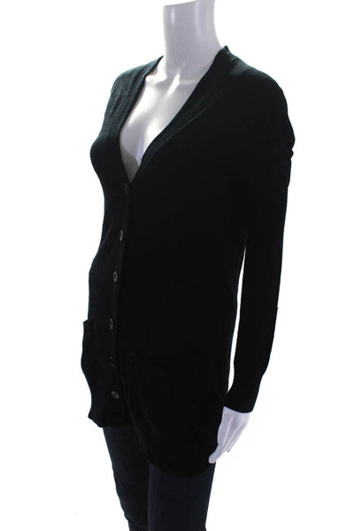 Vince Womens Solid Black V-Neck Long Sleeve Cardigan Sweater Top Size XS