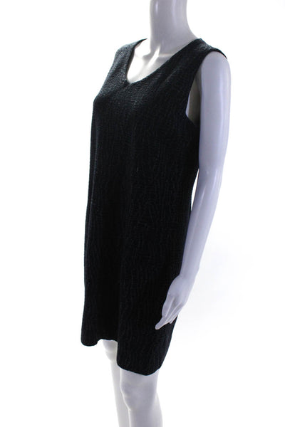 Armani Collezioni Womens Sleeveless Scoop Neck Knit SHift Dress Navy Gray 14