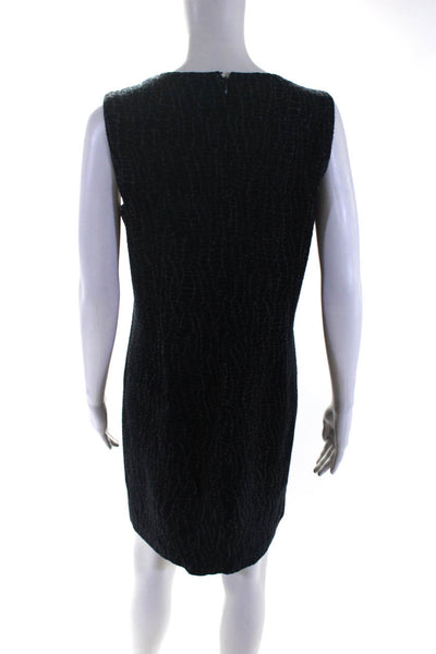 Armani Collezioni Womens Sleeveless Scoop Neck Knit SHift Dress Navy Gray 14