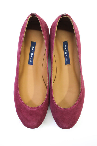 Margaux Womens Slip On Round Toe The Classic Ballet Flats Burgundy Suede 36M