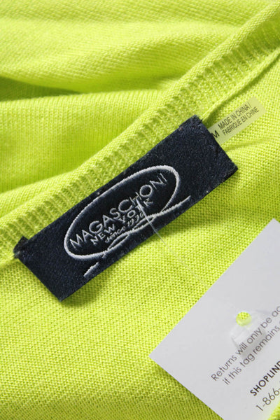 Magaschoni Womens Cold Shoulder Dolman Sleeve V Neck Sweater Green Silk Medium