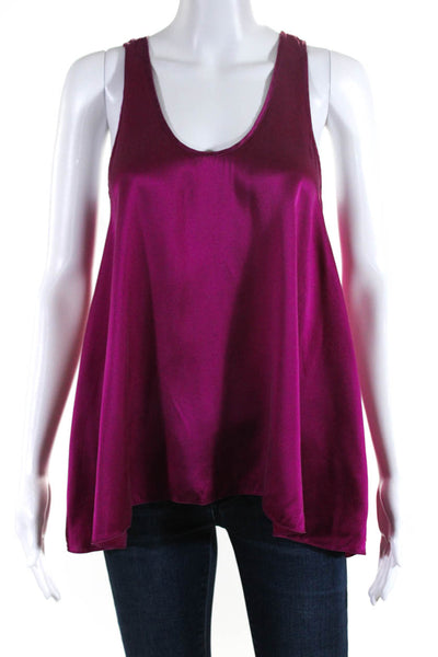 Rebecca Taylor Womens Silk Charmeuse Scoop Neck Tank Top Blouse Magenta Size 4