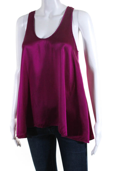Rebecca Taylor Womens Silk Charmeuse Scoop Neck Tank Top Blouse Magenta Size 4