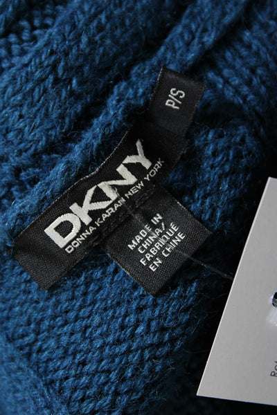 DKNY Womens Short Dolman Sleeve Cable Knit Open Cardigan Sweater Blue Size Small