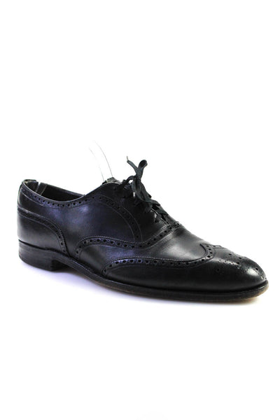 Bloomingdales The Mens Store Mens Wingtip Oxfords Black Leather Size 10.5