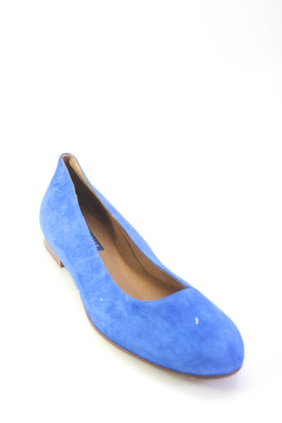 Margaux Womens Slip On Round Toe The Classic Ballet Flats Royal Blue Suede 43
