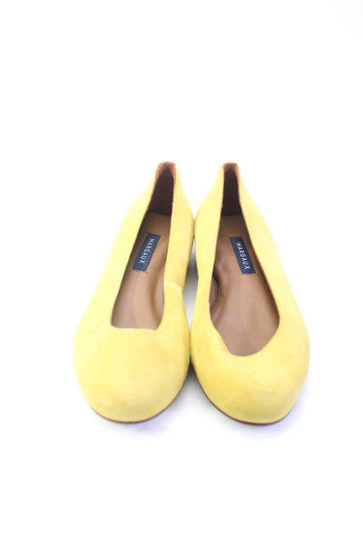 Margaux Womens Slip On Round Toe The Classic Ballet Flats Yellow Suede Size 37M