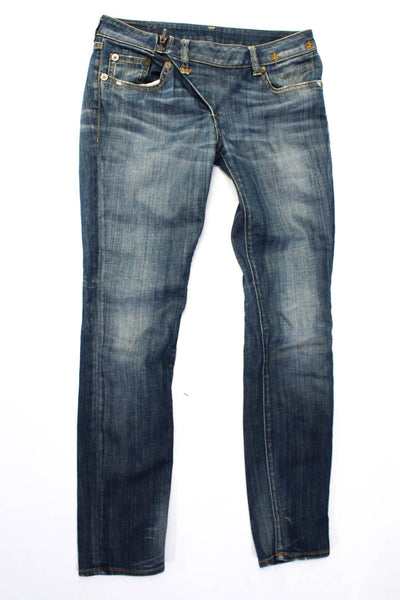 R13 Womens Blue Medium Wash Asymmetric Zip Straight Leg Jeans Size 24