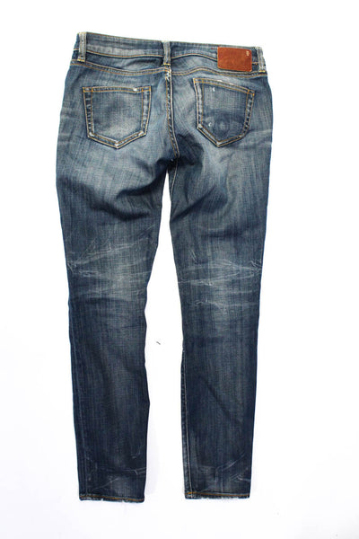 R13 Womens Blue Medium Wash Asymmetric Zip Straight Leg Jeans Size 24