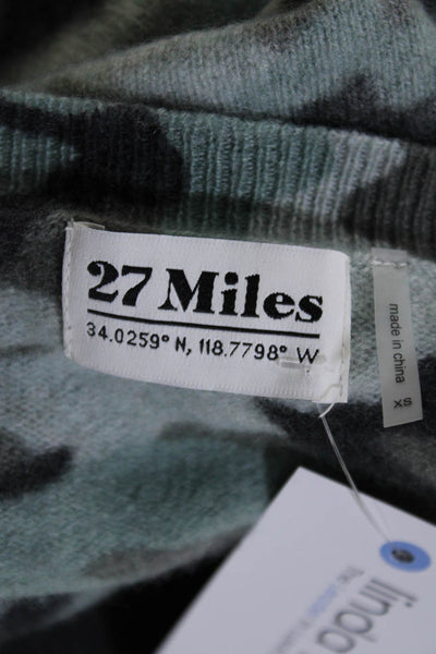 27 Miles Womens Green Cashmere Camouflaged Crew Neck Pullover Sweater Top SizeXS