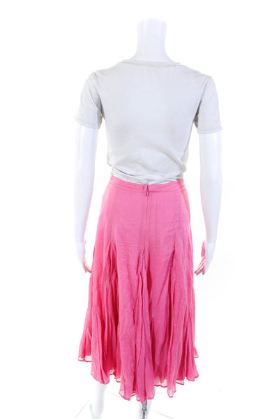 Maeve Anthropologie Womens Cotton Mid Rise Zip Up A-Line Maxi Skirt Pink Size 10
