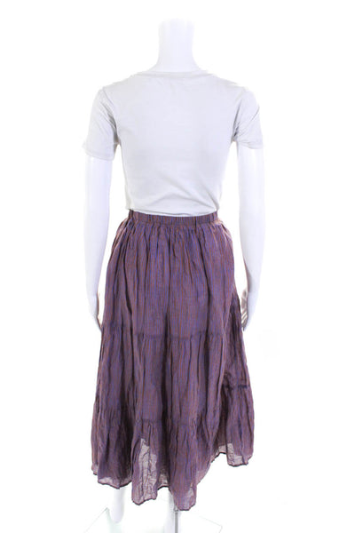 Velvet by Graham & Spencer Womens Cotton Striped A-Line Maxi Skirt Purple Size L