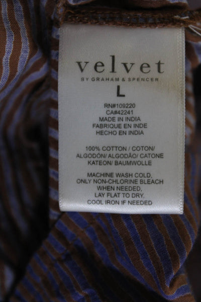 Velvet by Graham & Spencer Womens Cotton Striped A-Line Maxi Skirt Purple Size L