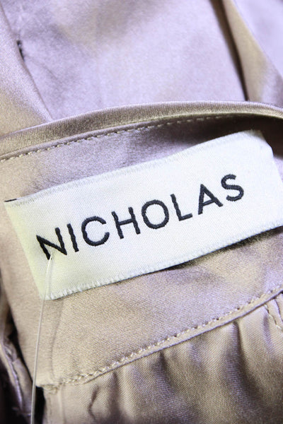 Nicholas Womens Sleeveless High Neck Silk Keyhole Crop Top Brown Size 2