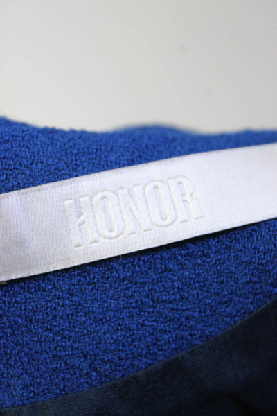 Honor Womens Wool Round Neck Short Sleeve Zip Up Knee Length Dress Blue Size 0