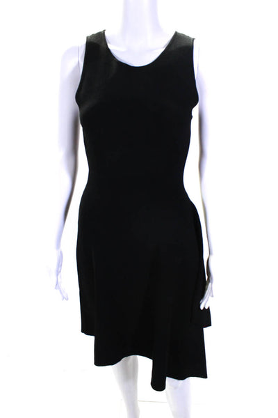 Milly Womens Knit Round Neck Sleeveless Pullover Fit + Flare Dress Black Size P