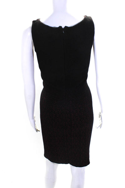 Prada Womens Wool Blend Abstract Blend Sleeveless Zip Up Dress Burgundy Size 38