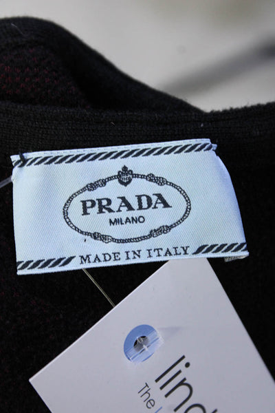 Prada Womens Wool Blend Abstract Blend Sleeveless Zip Up Dress Burgundy Size 38